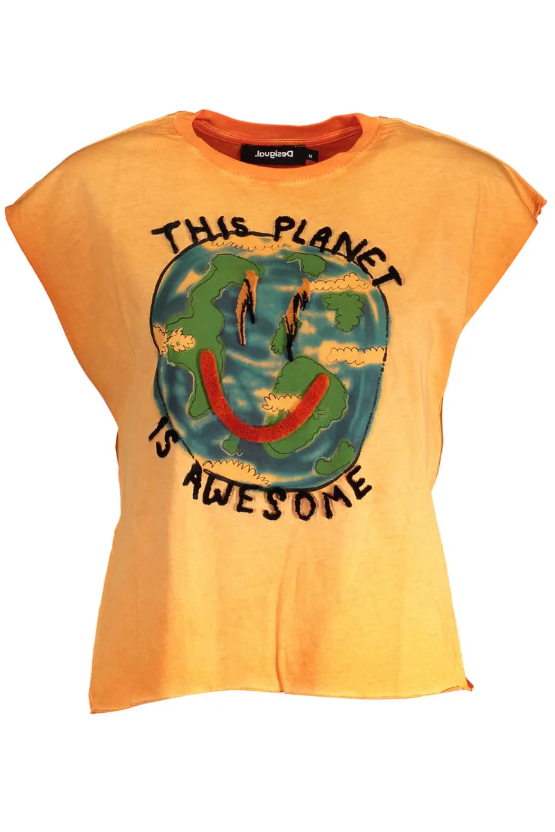 DESIGUAL T-SHIRT MANICHE CORTE DONNA ARANCIO